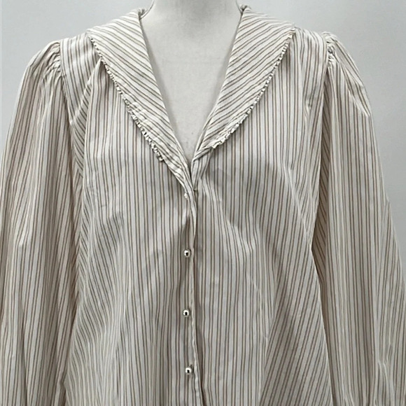 Mr. Larkin Sophie Organic Cotton Striped Blouse (Altered) - Size Large - Picture 4 of 10